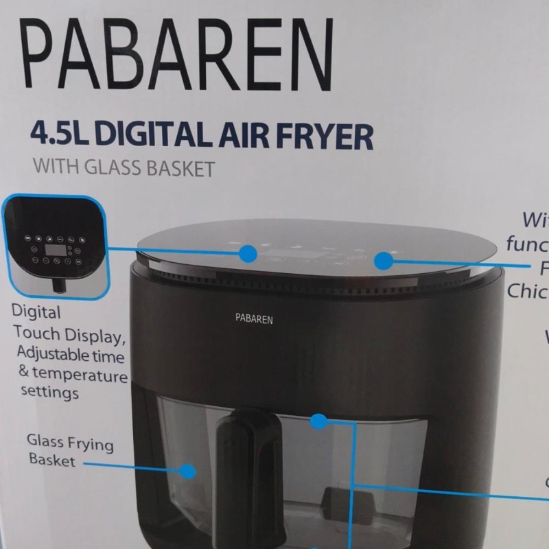 Karšto oro gruzdintuvė su stkliniu indu 4,5L