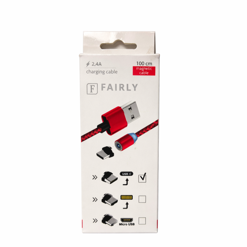Telefono įkrovimo laidas magnetinis USB – Type-C, 100 cm, 2.4A (Fairly Telefono įkrovimo laidas magnetinis USB – Type-C, 100 cm, 2.4A (Fairly