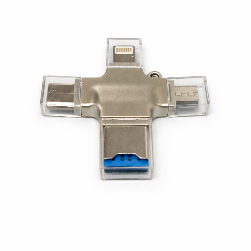 USB OTG adapteris / atmintinė su Lightning, USB-C, Micro USB ir USB 3.0 jungtimis