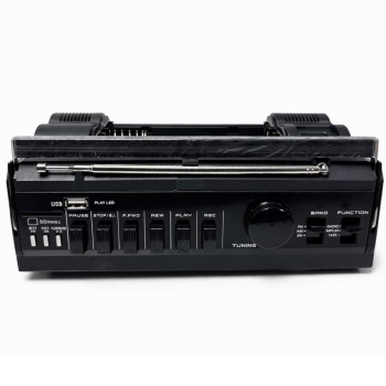 Radijo grotuvas su kasečių įrašymu ir Bluetooth, PuXing PX-250BT, juodai raudonas, 3 juostų AM/FM/SW