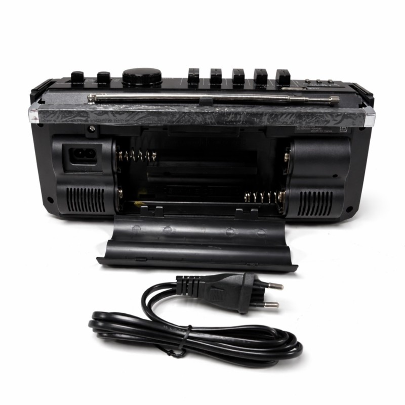 Radijo grotuvas su kasečių įrašymu ir Bluetooth, PuXing PX-250BT, juodai raudonas, 3 juostų AM/FM/SW