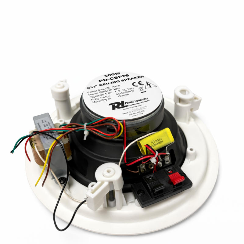 Įmontuojama lubinė kolonėlė 6.5 colių 100 W, 100 V / 8 Ω, 2 juostų, IP44, Power Dynamics CSPT6