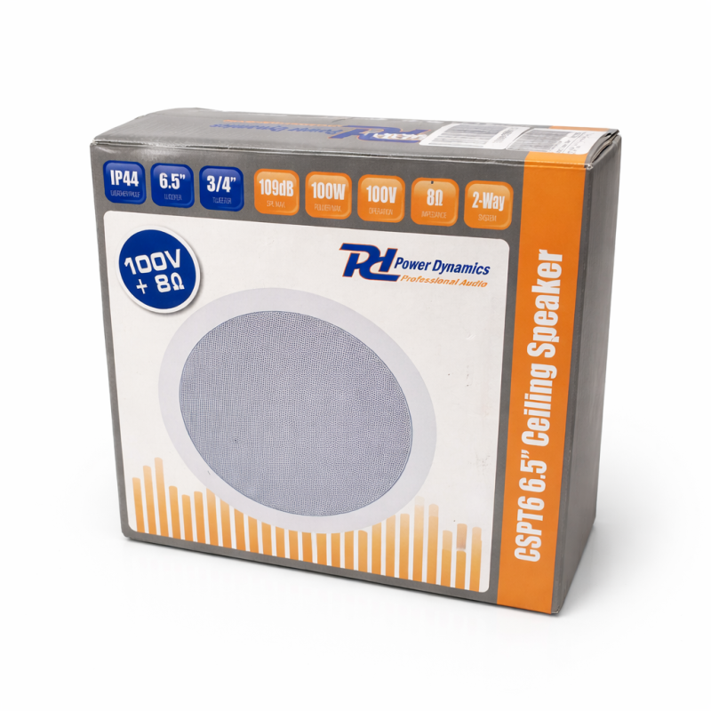 Įmontuojama lubinė kolonėlė 6.5 colių 100 W, 100 V / 8 Ω, 2 juostų, IP44, Power Dynamics CSPT6