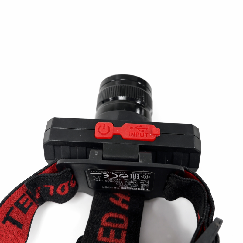 Galvos žibintas su akumuliatoriumi Tiross TS1961, LED XPE 2W, 90 lm, su fokusavimo funkcija ir USB įkrovimu