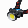 Galvos žibintas įkraunamas LED + COB TIROSS TS1960, USB, juodas su elastine juosta