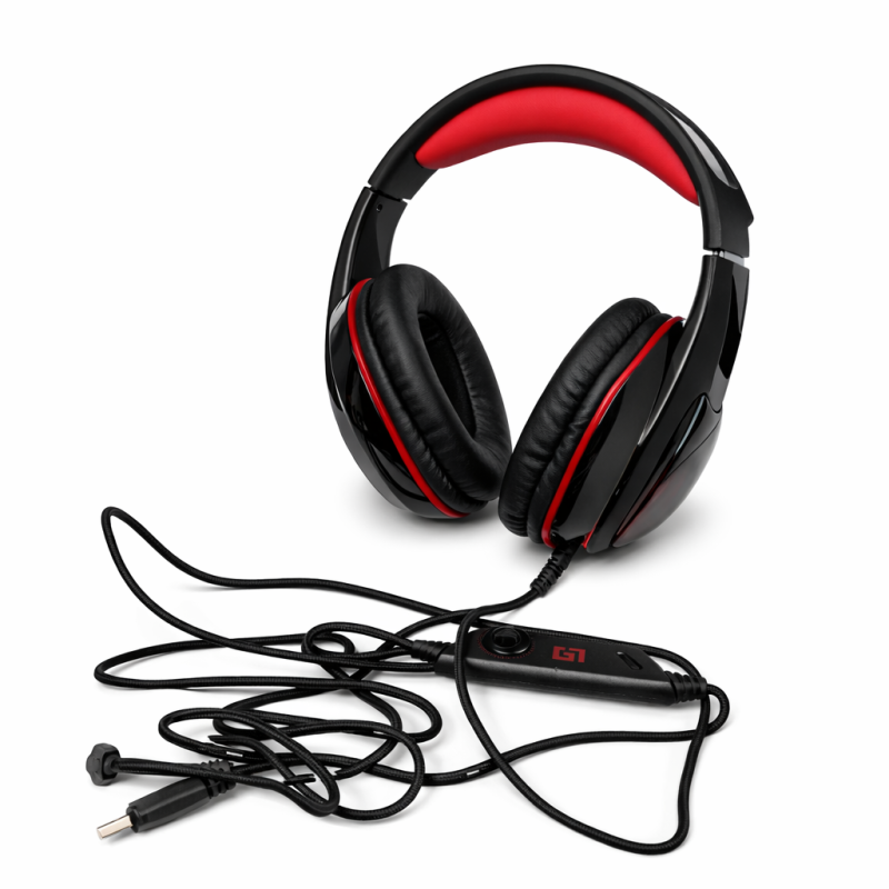 Žaidimu ausinės su mikrofonu ir apšvietimu