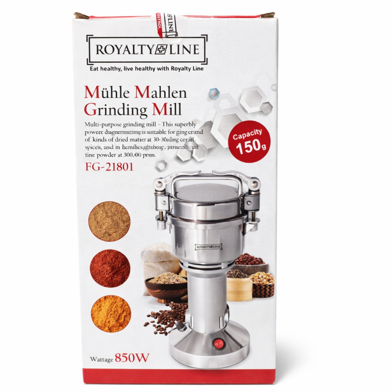 Elektrinė kavamalė kavos pupelėms, grūdams ir prieskoniams 850 W, 150 g, Royalty Line FG-21801