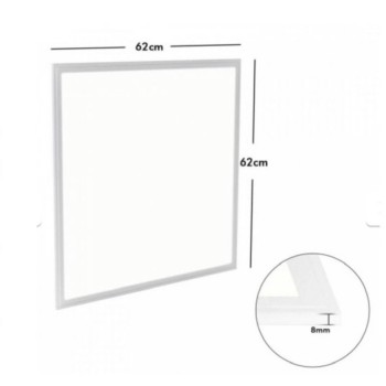 LED šviestuvas panelė 62x62 cm, kvadratinė, balto rėmo, 8 mm storio