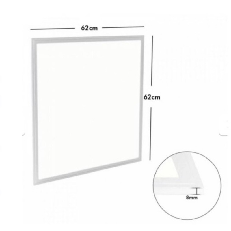 LED šviestuvas panelė 62x62 cm, kvadratinė, balto rėmo, 8 mm storio