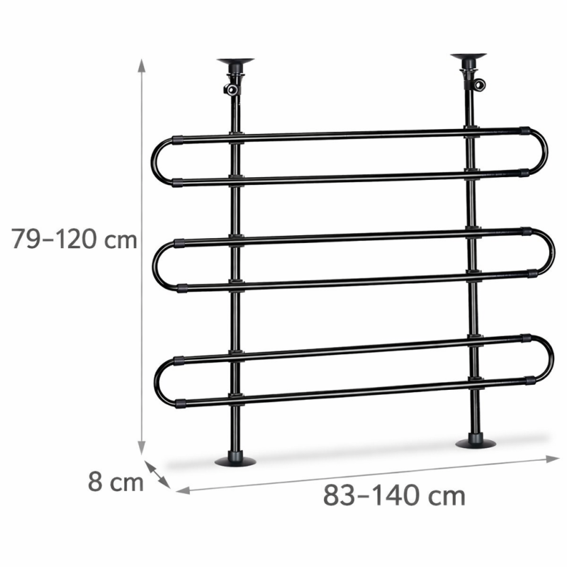 Automobilio bagažinės grotelės šunims, reguliuojamo pločio 83–140 cm, aukščio 79–120 cm