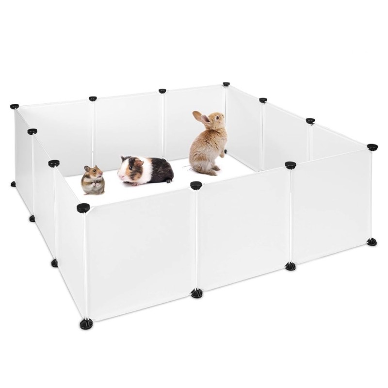 Gyvūnų aptvaras iš kvadratinių modulių su metaliniu rėmu ir nepermatomomis PVC sienelėmis, 110 × 110 cm, aukštis 47 cm