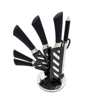 Peilių rinkinys su stovu Kazushi KA-KN82 8 dalių, sidabro spalvos stilius