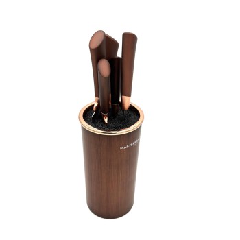 Peilių rinkinys su stovu Masterpan, 6 dalių, vario spalvos cilindrinis laikiklis, modelis ZL-5111