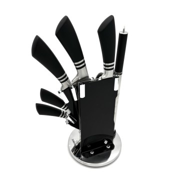 Peilių rinkinys su laikikliu ZILNER PLATINUM 8 dalių, nerūdijantis plienas, 360° besisukantis stovas