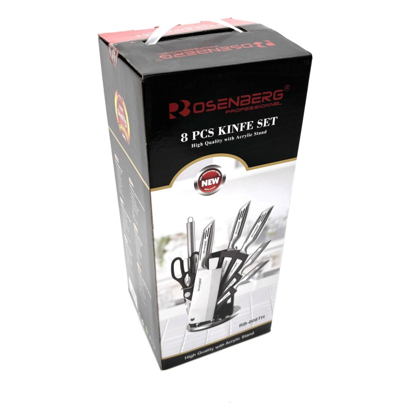 Peilių rinkinys 8 dalių su akriliniu stovu Rosenberg Professional RB-008TH