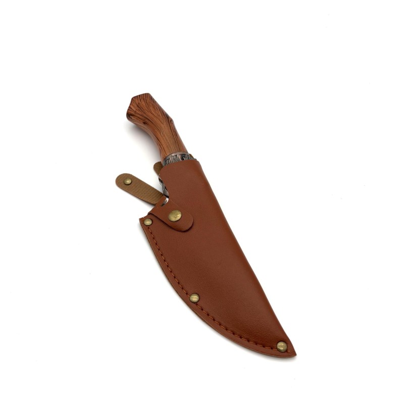Peilis su dekoruota geležte ir medine rankena, 31 cm ilgio Peilis su dekoruota geležte ir medine rankena, 31 cm ilgio