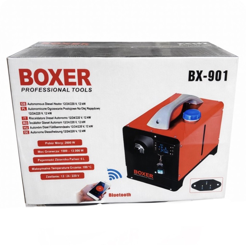 Dyzelinis autonominis šildytuvas 12/24/220 V 12 kW su Bluetooth Boxer BX-901