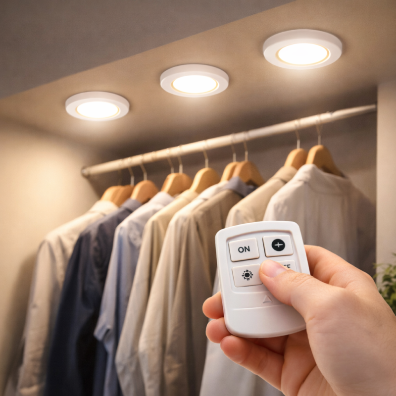 LED šviestuvų rinkinys su nuotoliniu valdymu, 3 vnt., baltos spalvos apvalios lemputės su geltonu COB žiedu ir valdymo pulteliu LED šviestuvų rinkinys su nuotoliniu valdymu, 3 vnt., baltos spalvos apvalios lemputės su geltonu COB žiedu ir valdymo pulteliu