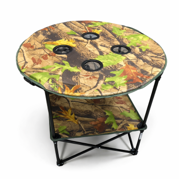 Lauko iškylų stalas su dviem sulankstomomis kėdėmis, kamufliažinis dizainas