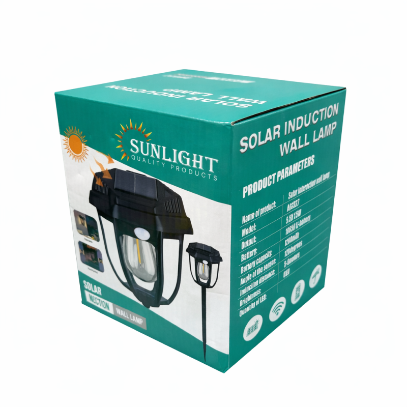 Saulės lauko šviestuvas su judesio jutikliu ir į žemę smeigiamu stovu AG037