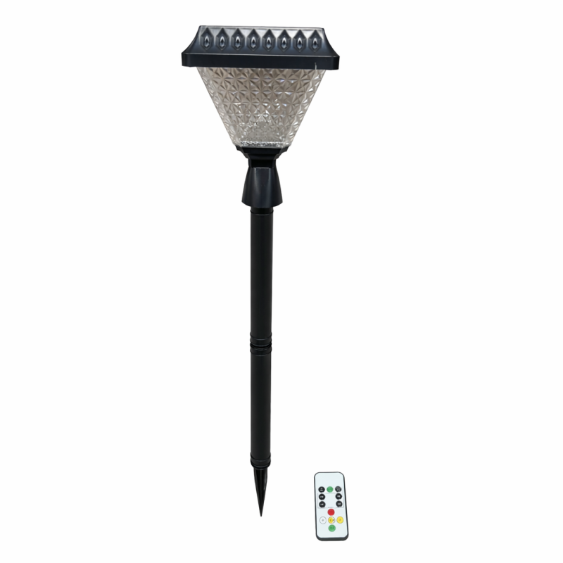 LED sodo šviestuvas su saulės baterija ir nuotolinio valdymo pultu