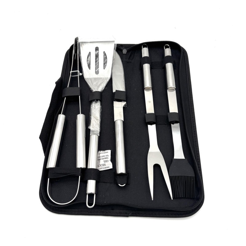 Grilio įrankių rinkinys su dėklu 5 dalių, 38×28 cm atidarytas, 38×12 cm uždarytas