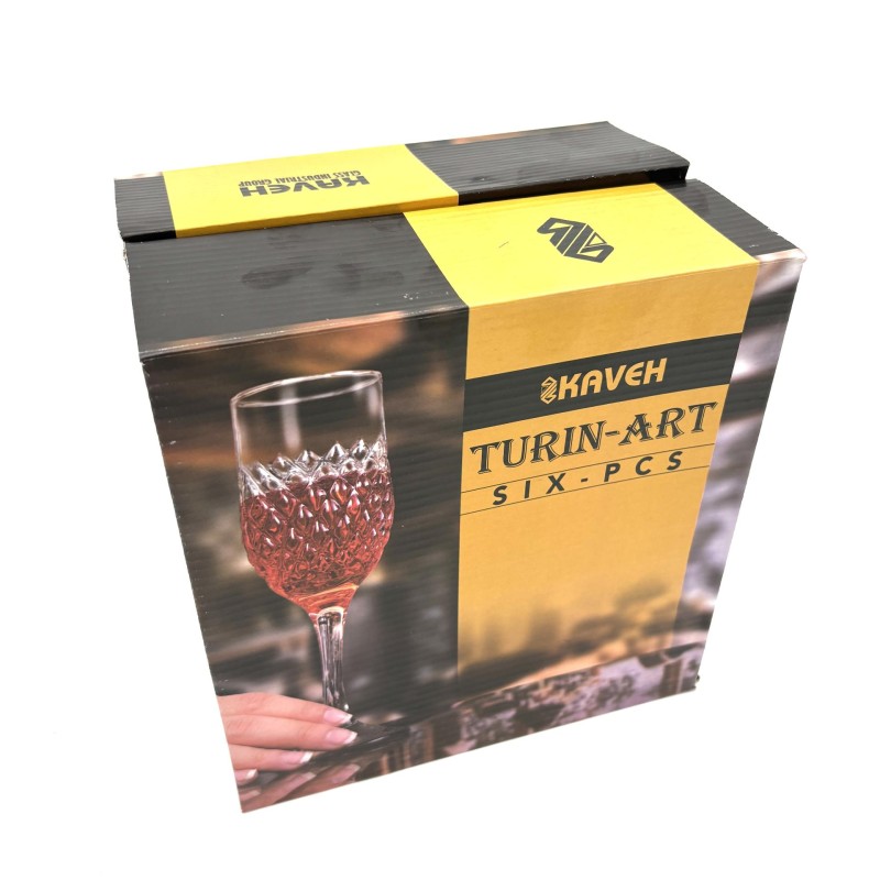 Stiklinės taurės 125ml ant kojelės 6 vnt., skaidrus raštuotas stiklas