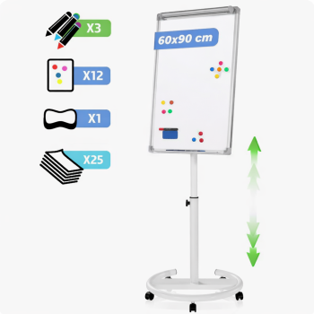 Piešimo ir rašymo lenta su stovu 60×90 cm, reguliuojamo aukščio, su priedais