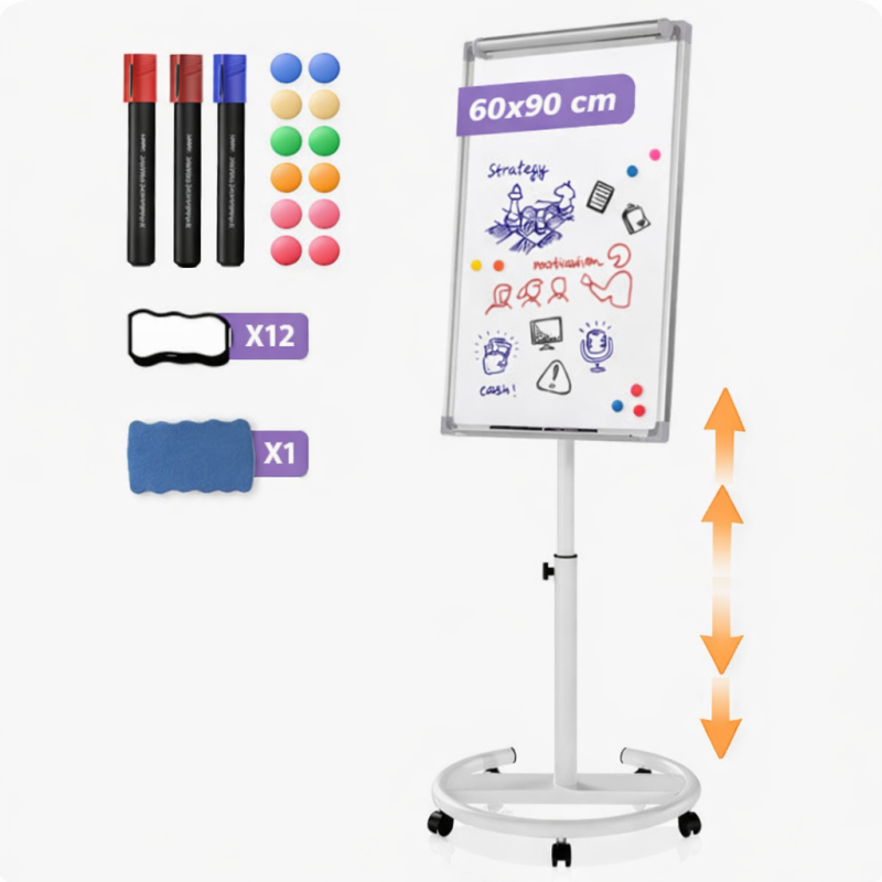 Piešimo ir rašymo lenta su stovu 60×90 cm, reguliuojamo aukščio, su priedais
