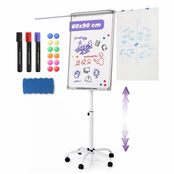 Piešimo ir rašymo lenta su stovu 60×90 cm, reguliuojamo aukščio, su priedais