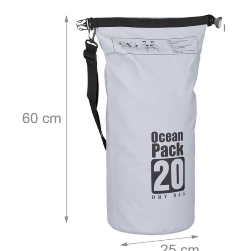 Vandeniui atsparus krepšys Ocean Pack 20 DRY BAG su reguliuojamu diržu 20 l