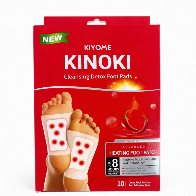 Pėdų detoksikacijos pleistrai „Kiyome Kinoki Cleansing Detox Foot Pads“ – šildantys pėdų pleistrai kraujotakai ir metabolizmui gerinti, iki 8 val. šildymas, 10 vnt.