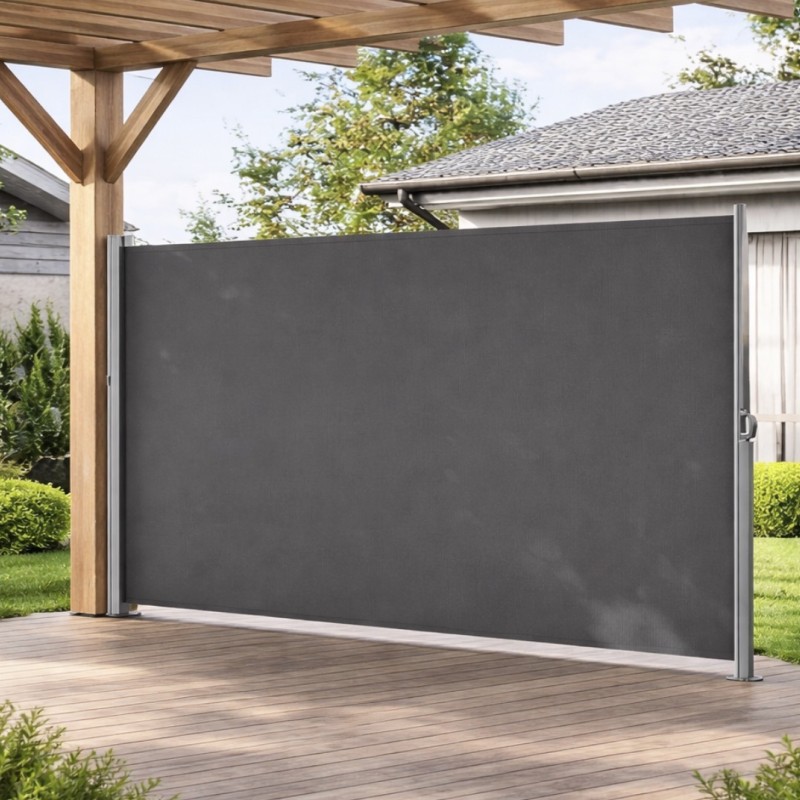 Lauko užuovėja su ištraukiama šonine markize 300 x 180 cm, pilka