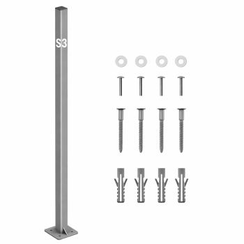 Markizės stovas 120 cm su tvirtinimo plokšte, pilkas 