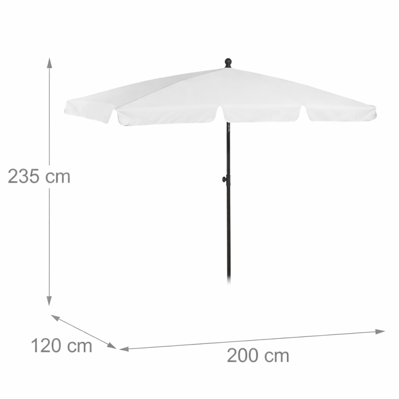 Lauko skėtis su reguliuojamu kampu, baltas, aukštis 235 cm, plotis 200 cm Lauko skėtis su reguliuojamu kampu, baltas, aukštis 235 cm, plotis 200 cm