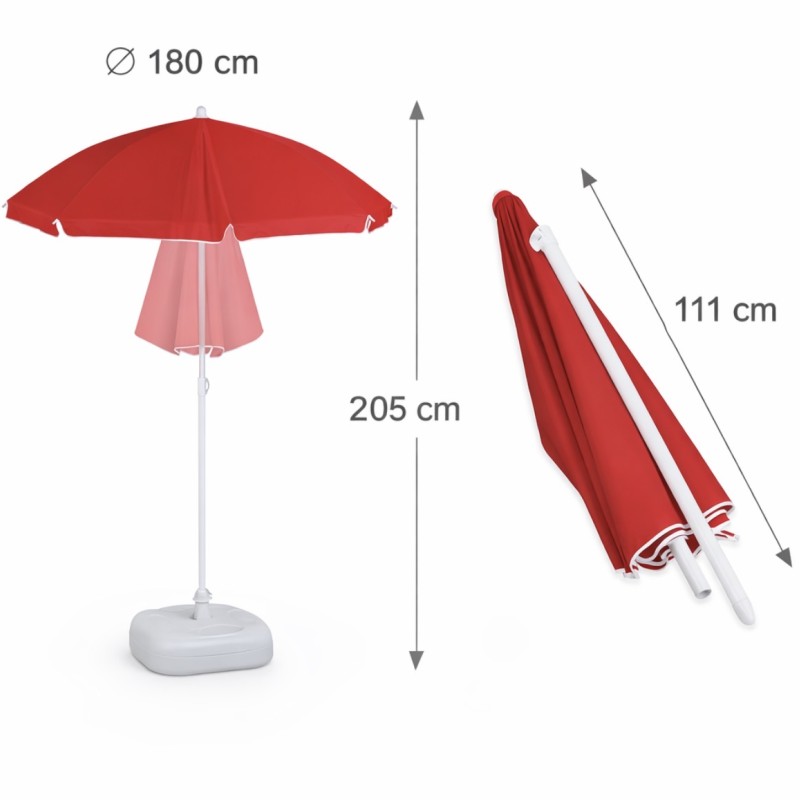 Lauko skėtis su reguliuojamu kampu, raudonas, skersmuo 180 cm, aukštis 205 cm Lauko skėtis su reguliuojamu kampu, raudonas, skersmuo 180 cm, aukštis 205 cm