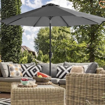 Lauko skėtis 300cm su centrine metaline koja ir rankiniu mechanizmu