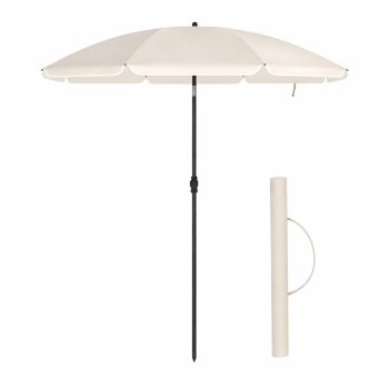 Lauko skėtis su centrine metaline koja ir užvalkalu, smėlinis