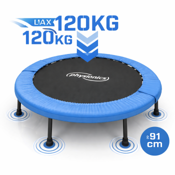 Treniruočių batutas su metalinėmis kojomis, skersmuo 91 cm, maksimali apkrova 120 kg