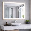 Vonios veidrodis su LED apšvietimu 80x60 cm, reguliuojama šviesa ir laikrodis