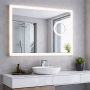 Vonios veidrodis su LED apšvietimu 80x60 cm, reguliuojama šviesa ir laikrodis