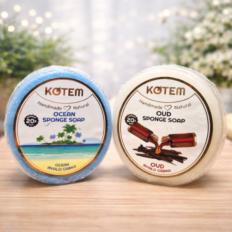 Kempinė su muilu 125 g kūno prausimui su kvapu Ocean ir Oud Kempinė su muilu 125 g kūno prausimui su kvapu Ocean ir Oud