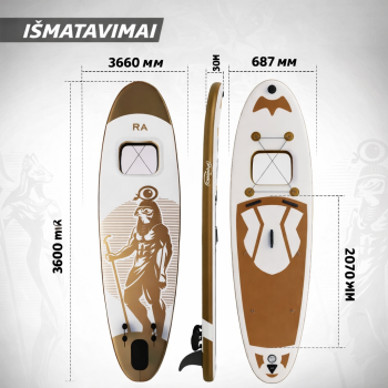 Pripučiama irklentė su priedais Physionics 366 x 80 x 15 cm su pompa, irklu, kuprine ir saugos diržu