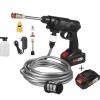 Aukšto slėgio akumuliatorinė plovimo pompa su žarna, filtru, putų talpa ir 2 baterijomis