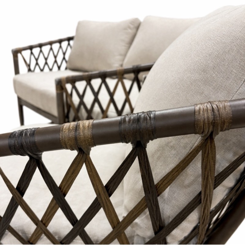 Lauko baldų komplektas sofa ir 2 krėslai su pagalvėlėmis, rataninis, aliuminio rėmas, terasai sodui Lauko baldų komplektas sofa ir 2 krėslai su pagalvėlėmis, rataninis, aliuminio rėmas, terasai sodui