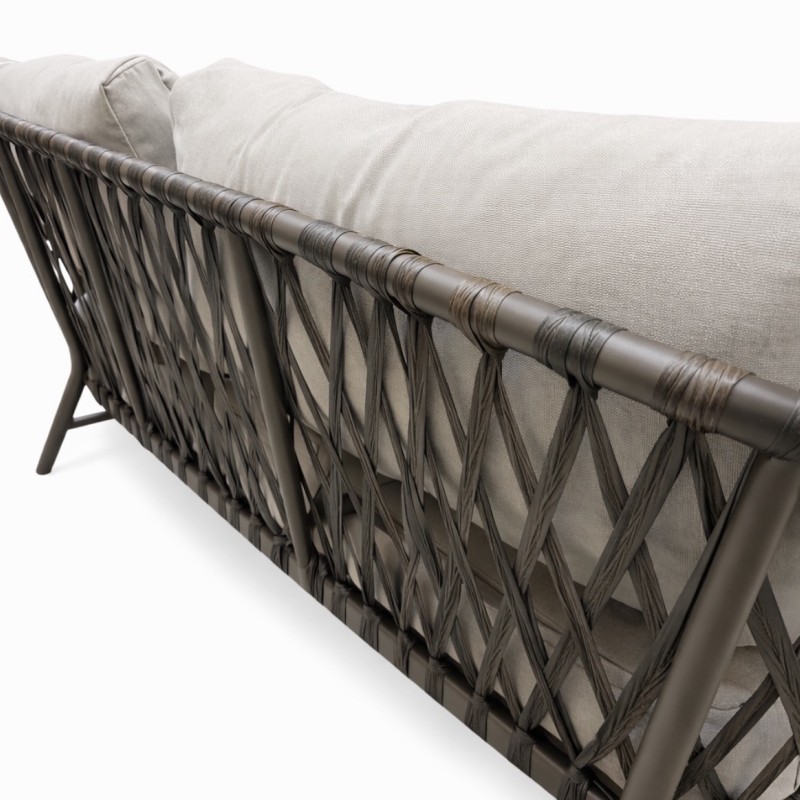 Lauko baldų komplektas sofa ir 2 krėslai su pagalvėlėmis, rataninis, aliuminio rėmas, terasai sodui Lauko baldų komplektas sofa ir 2 krėslai su pagalvėlėmis, rataninis, aliuminio rėmas, terasai sodui