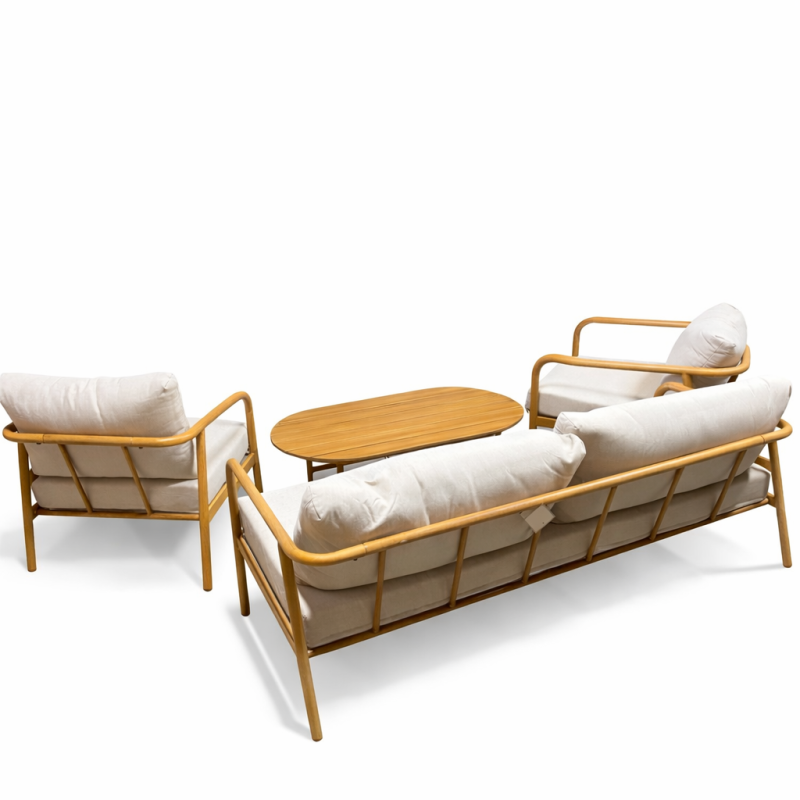 Lauko baldų komplektas sofa, 2 krėslai ir stalas su pagalvėlėmis, dažytas aliuminio rėmas, terasai sodui Lauko baldų komplektas sofa, 2 krėslai ir stalas su pagalvėlėmis, dažytas aliuminio rėmas, terasai sodui