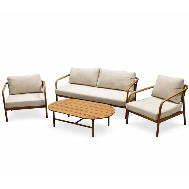 Lauko baldų komplektas sofa, 2 krėslai ir stalas su pagalvėlėmis, dažytas aliuminio rėmas, terasai sodui Lauko baldų komplektas sofa, 2 krėslai ir stalas su pagalvėlėmis, dažytas aliuminio rėmas, terasai sodui