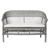 Sodo sofa iš ratano su pagalve 135x66x88 cm, pilka, suoliukas