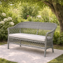 Sodo sofa iš ratano su pagalve 135x66x88 cm, pilka, suoliukas